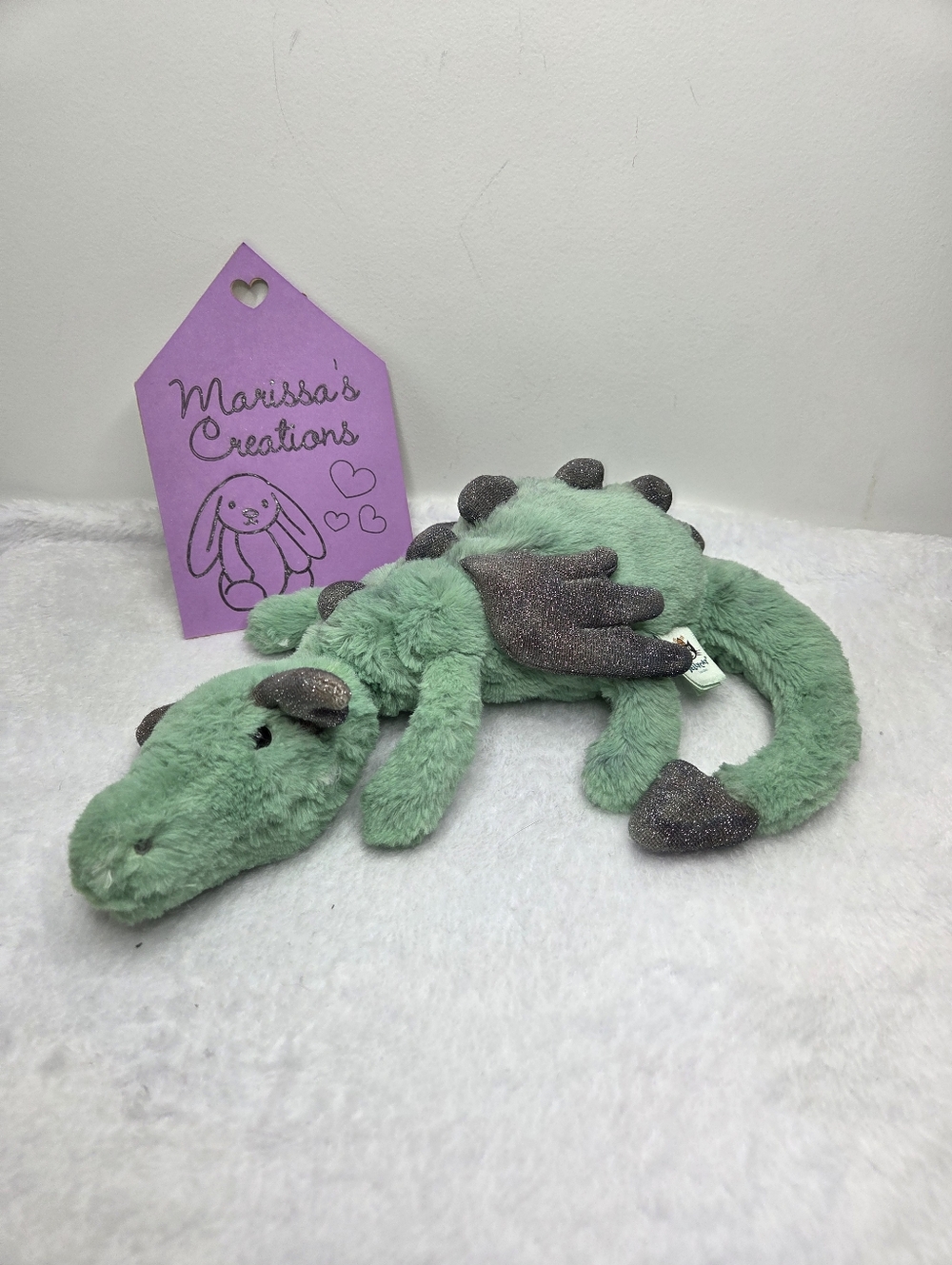 SOLD - EUC Customized Jellycat Little Snow Dragon "Sir Pickles"